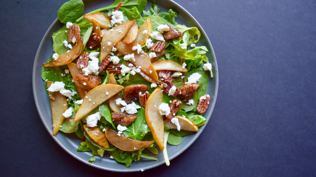 roasted pear and pecan salad